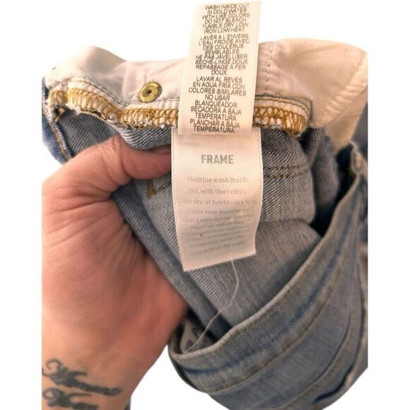 Paige Le High Straight Leg Jeans Size 25 Distressed Light Wash Destroyed - Picture 10 of 10